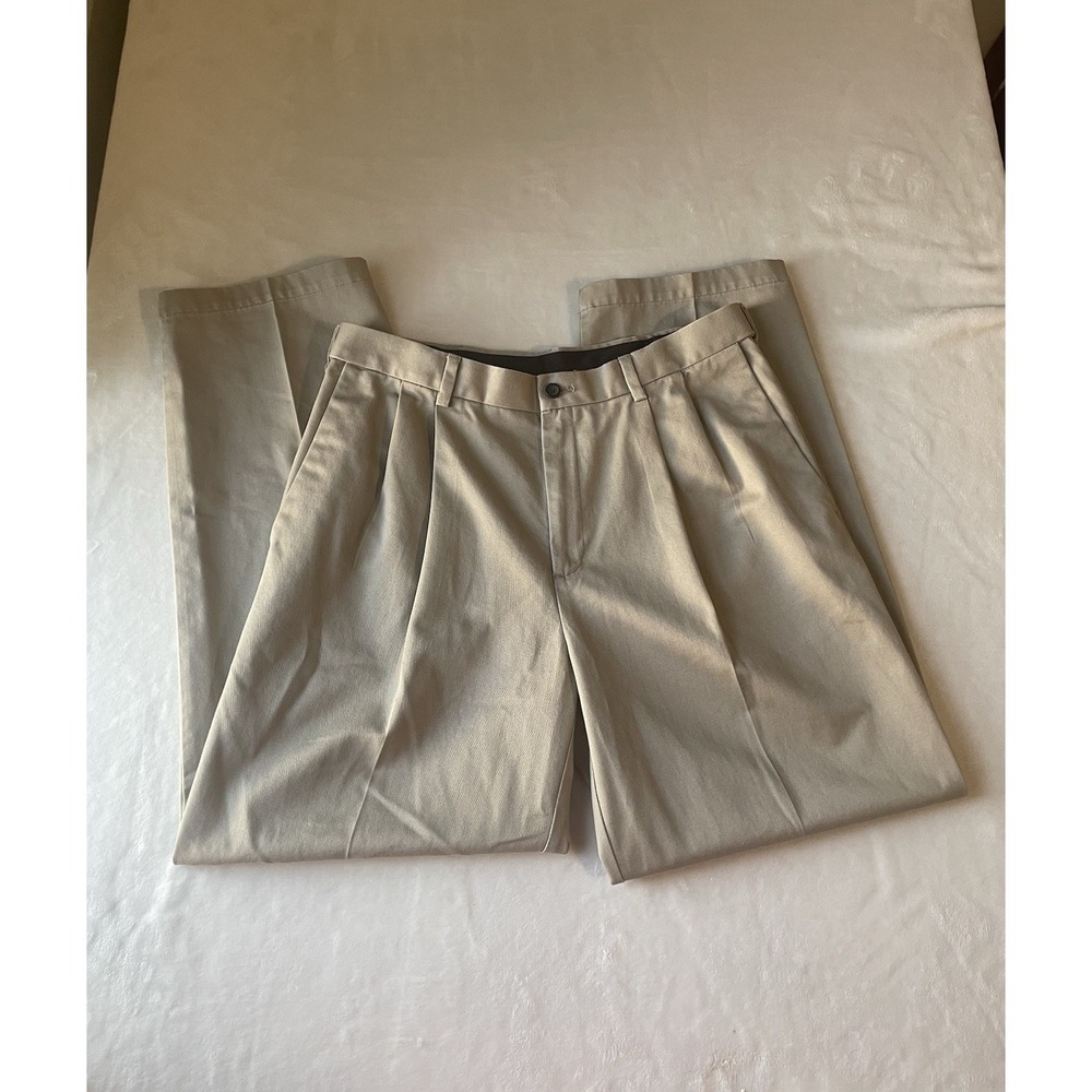 Haggar 100% Cotton 34 X 30 Tan Men's‎ Formal Dress Pants